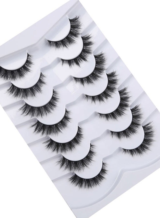 Pooplunch False Eyelashes Cat Eye Lashes Natural Short 8D Fluffy Wispy Faux Mink Lashes Wispies Fake Eyelashes 7 Pairs Multipack - Image 5