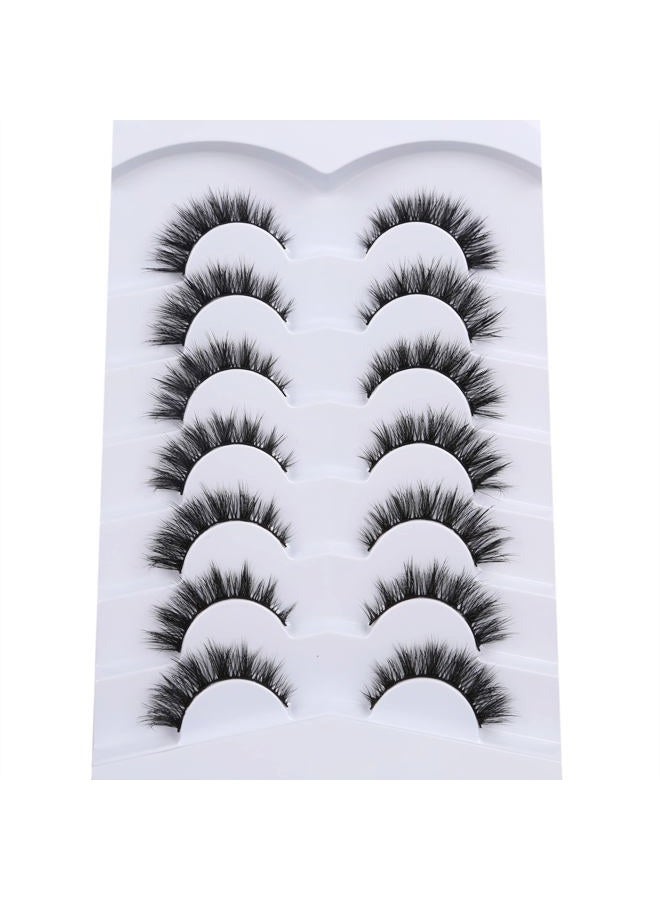 Pooplunch False Eyelashes Cat Eye Lashes Natural Short 8D Fluffy Wispy Faux Mink Lashes Wispies Fake Eyelashes 7 Pairs Multipack - Image 4