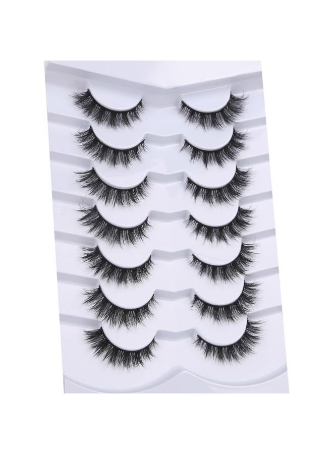 Pooplunch False Eyelashes Cat Eye Lashes Natural Short 8D Fluffy Wispy Faux Mink Lashes Wispies Fake Eyelashes 7 Pairs Multipack - Image 3