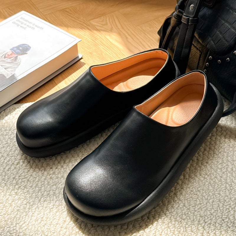 Commuter Casual Shoes Versatile Soft Surface Men'S Half Slippers Small Potato Big Toe Mule Shoes Leather Sandals - Image 4