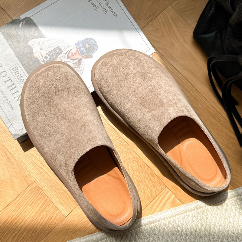 Commuter Casual Shoes Versatile Soft Surface Men'S Half Slippers Small Potato Big Toe Mule Shoes Leather Sandals - Image 5