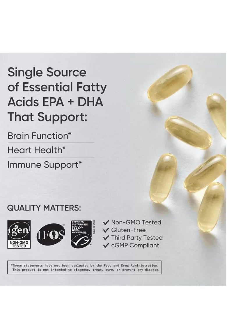 Omega-3 Triple Strength 1250 Mg Made With Alaskaomega With Triglyceride Epa And Dha Heart Brain And Joint Support 90 Softgels