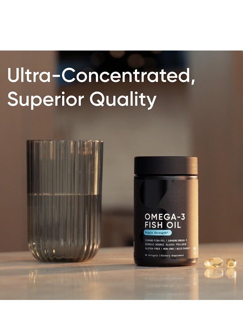 Omega-3 Triple Strength 1250 Mg Made With Alaskaomega With Triglyceride Epa And Dha Heart Brain And Joint Support 90 Softgels
