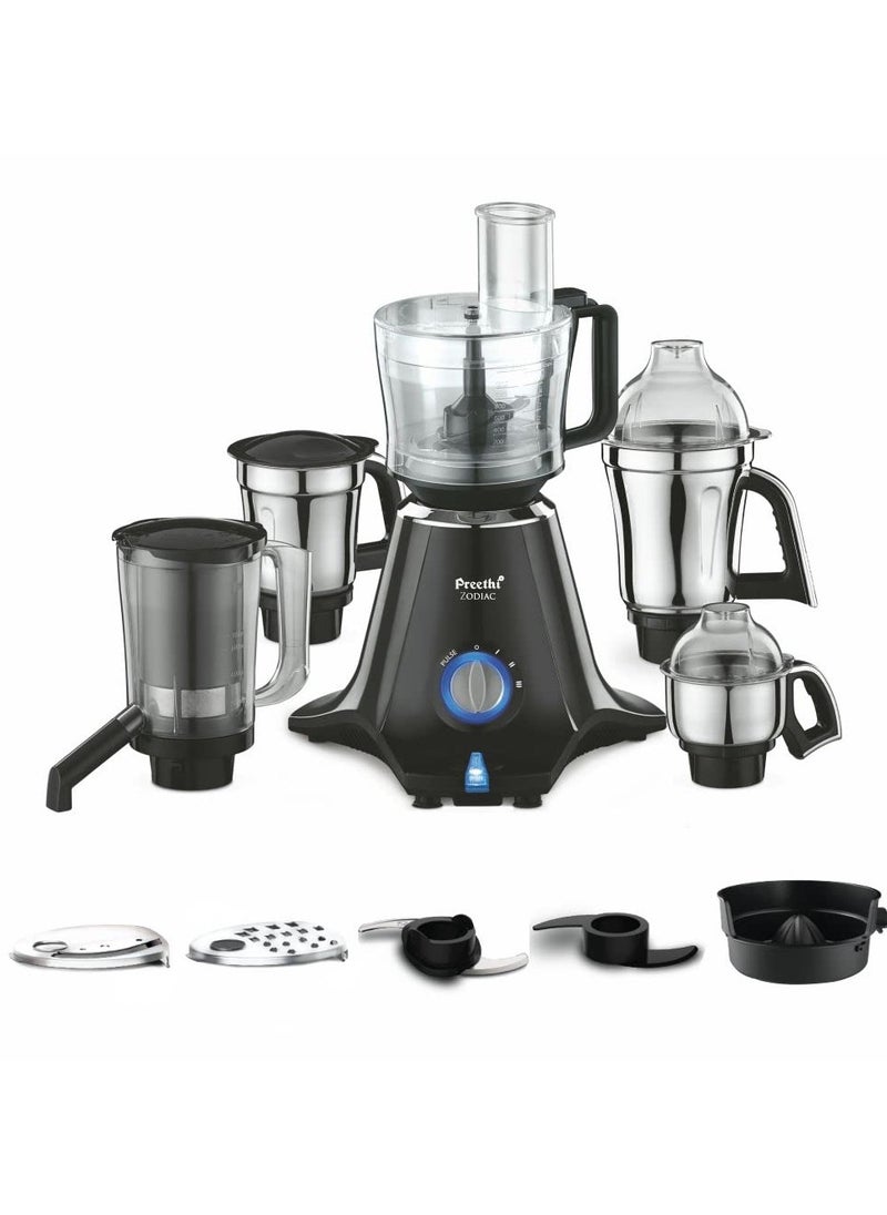 Generic - Preethi Zodiac Mg-218 Mixer Grinder for Kitchen, 5 Jars 750 Watt Mixie (3 Stainless Steel Jars +1 Juicer Jar+1 Master Chef Plus Food Processor Jar),Black/Light Grey - Image 1