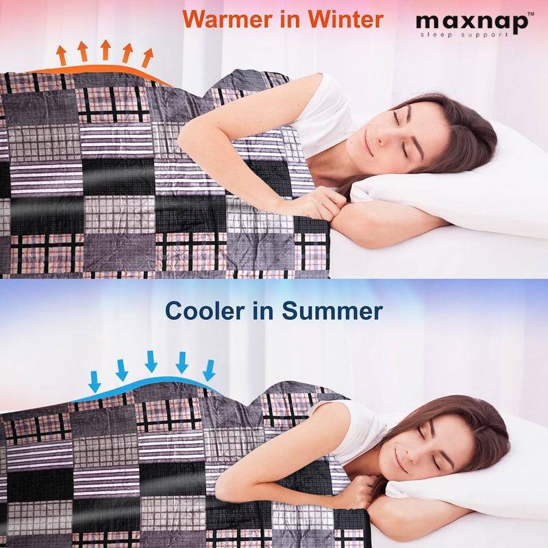 MAXNAP Cloudrest - Grey Checkered Pattern All-Weather AC Blanket for Double Bed – 300 GSM Ultra Soft, Lightweight & Breathable – 220x240 cm, Ideal for Year-Round Use - Image 2