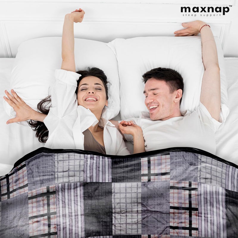 MAXNAP Cloudrest - Grey Checkered Pattern All-Weather AC Blanket for Double Bed – 300 GSM Ultra Soft, Lightweight & Breathable – 220x240 cm, Ideal for Year-Round Use - Image 3