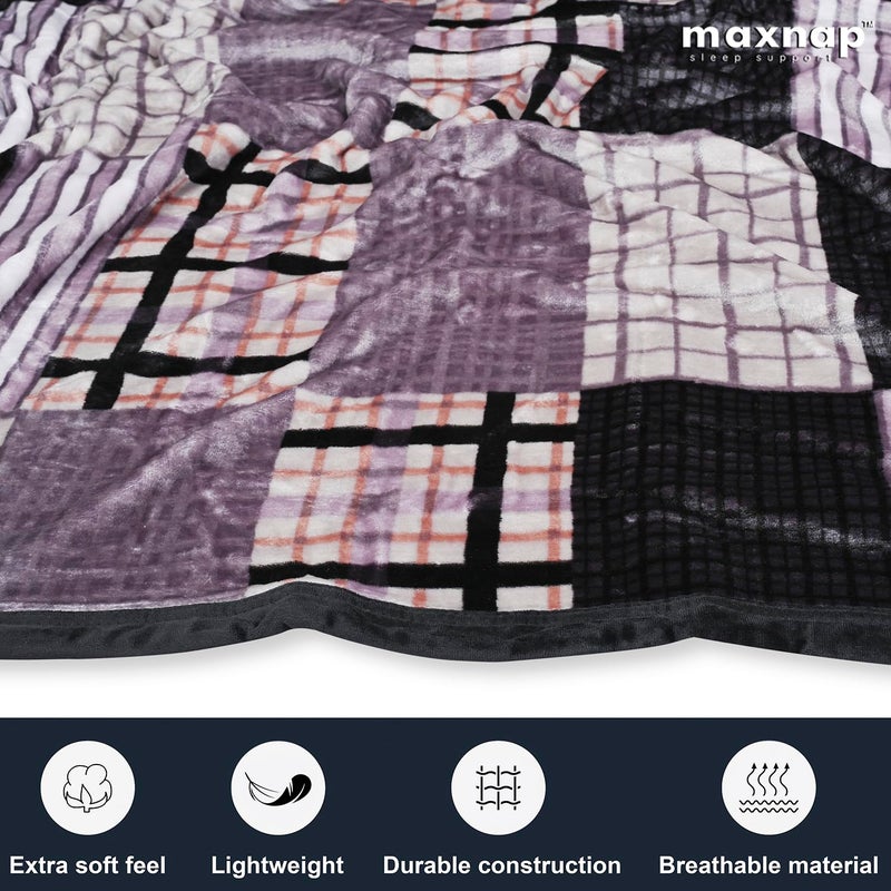 MAXNAP Cloudrest - Grey Checkered Pattern All-Weather AC Blanket for Double Bed – 300 GSM Ultra Soft, Lightweight & Breathable – 220x240 cm, Ideal for Year-Round Use - Image 5