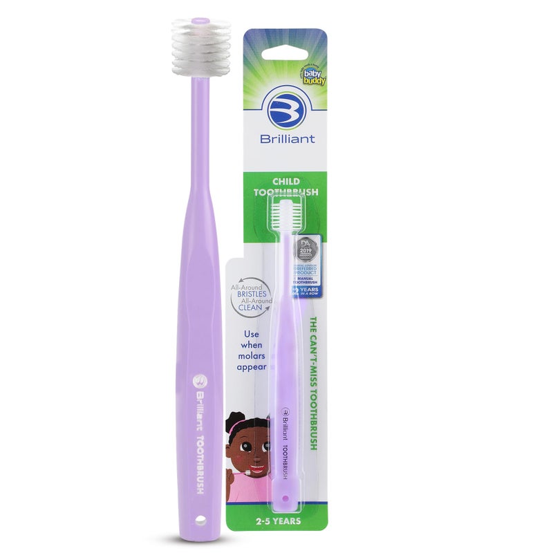 Brilliant Oral Care Child Toothbrush with Soft Bristles and Round Head for a Kid Approved Easy to Use AllAround Clean Mouth Ages 25 Years Lilac 1 Pack
