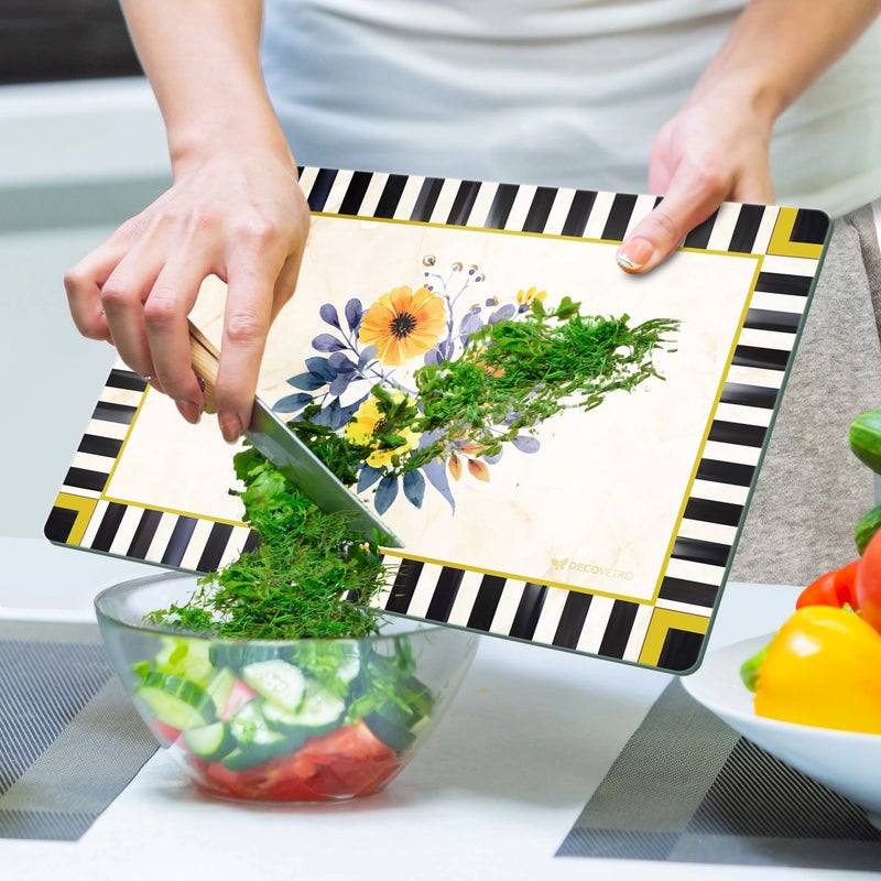 Glass Cutting Board and Presentation Mackenzie Vintage Flower 20X30 cm