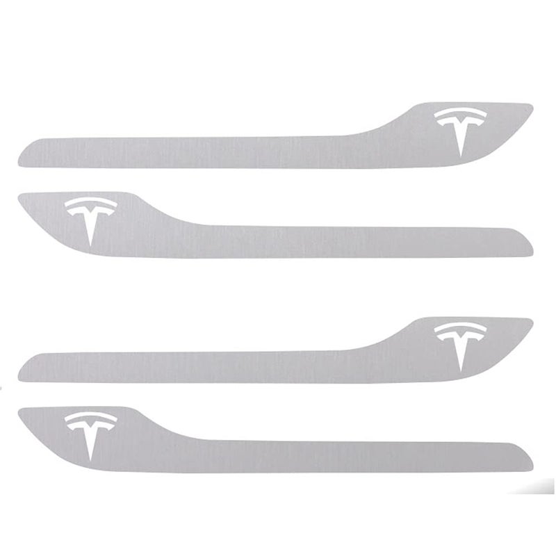 IPG for Tesla Model 3 Model Y Door Handle Decal Sticker Wrap Kit Set of 4 with Tesla Logo Brushed Aluminum