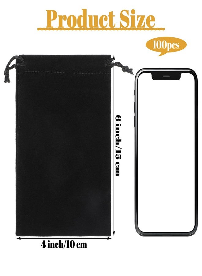 AojSup 100 Pcs 4 x 6 Inch Premium Velvet Drawstring Bags, Luxurious Black Velvet Gift Bags with Drawstring Closure for Jewelry Storage, Wedding Favors and Party Supplies - Image 2