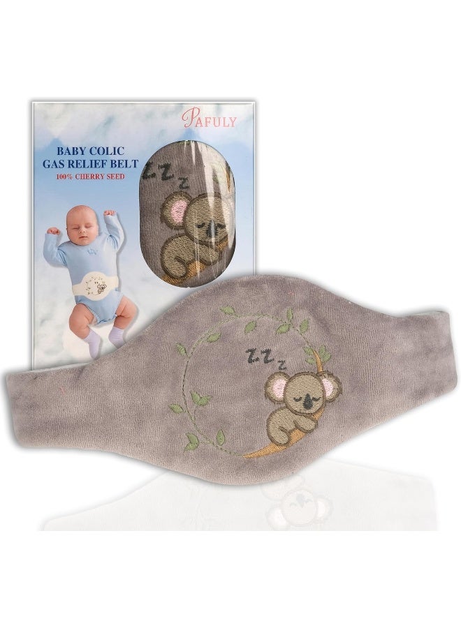 Pafuly Baby Colic Gas and Upset Stomach Relief for Newborns-100% Cherry Seed-Heated Tummy Wrap-Colic Baby Swaddling Belt for Natural Relief–Soothing and Calming (Gray) - Image 1