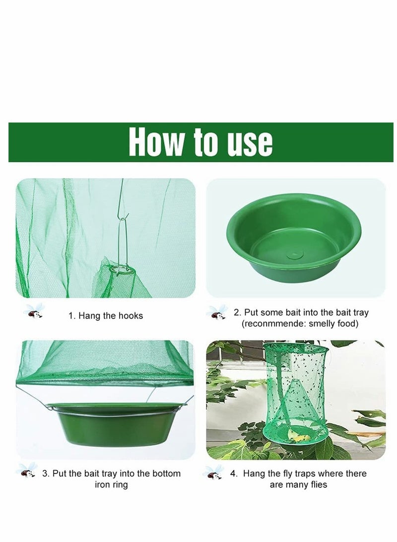 Excefore Ranch Fly Trap with Bait Tray Outdoor Hanging Reusable Flay Catcher Cage for Indoor or Family Farms Park Restaurants Green 1 Pack - Image 5