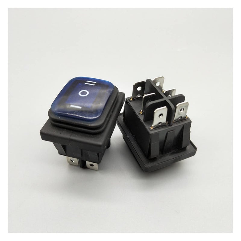 Blue 12V Waterproof Rocker Switch 6 Pin DPDT On Off On 20A 250VAC with LED Light - Image 2