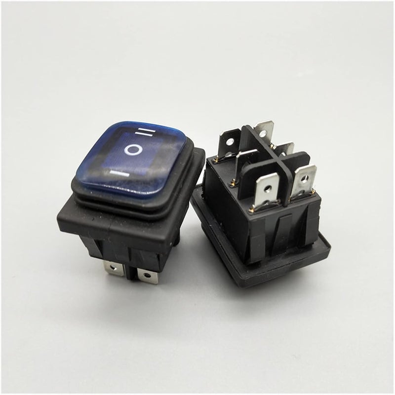 Blue 12V Waterproof Rocker Switch 6 Pin DPDT On Off On 20A 250VAC with LED Light - Image 1