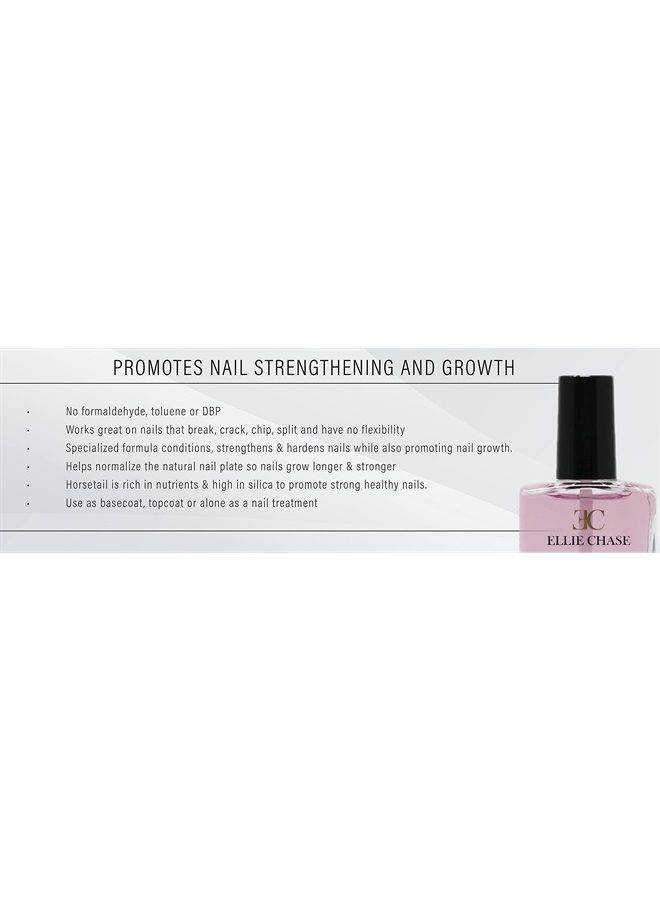 ELLIE CHASE Horsetail Nail Strengthener, Growth, Hardener, Repair Treatment Polish 0.5 OZ / Help Splits, Breaks, Thin, Weak, Chipped, Damaged, Cracked, Peeling Nails / Grow Strong Hard Thicker Nails - Image 3