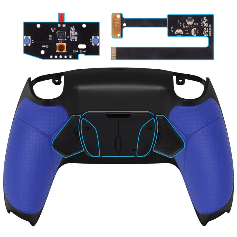eXtremeRate Blue Rubberized Grip Programable RISE4 Remap Kit for PS5 Controller BDM 010 BDM 020 Upgrade Board Redesigned Back Shell 4 Back Buttons for PS5 Controller Controller NOT Include - Image 2