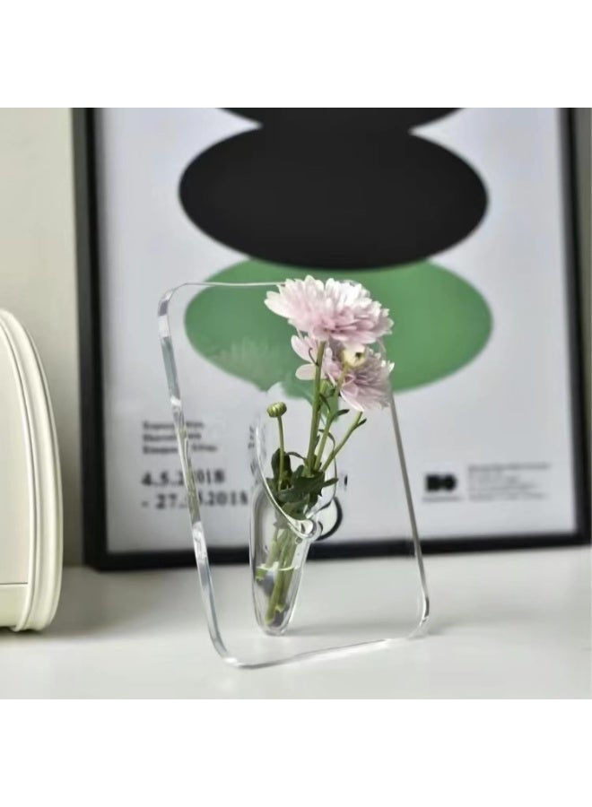 HZYH Clear Acrylic Frame Flower Vase, Modern Decorative Vases for Home, Desktop, Bookshelf, Bedroom, Living Room, Wedding & Housewarming Gifts - Image 1