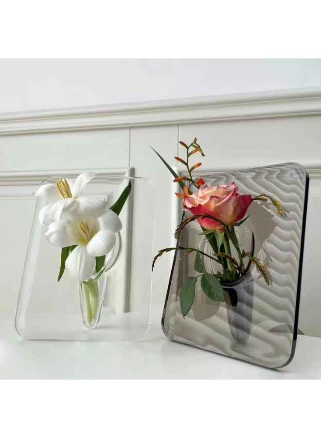 HZYH Clear Acrylic Frame Flower Vase, Modern Decorative Vases for Home, Desktop, Bookshelf, Bedroom, Living Room, Wedding & Housewarming Gifts - Image 3