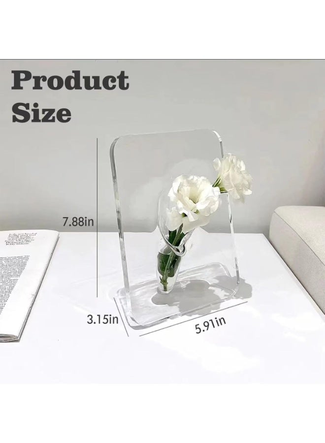 HZYH Clear Acrylic Frame Flower Vase, Modern Decorative Vases for Home, Desktop, Bookshelf, Bedroom, Living Room, Wedding & Housewarming Gifts - Image 2