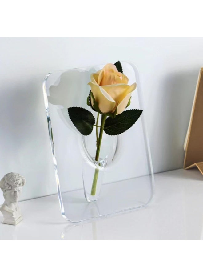 HZYH Clear Acrylic Frame Flower Vase, Modern Decorative Vases for Home, Desktop, Bookshelf, Bedroom, Living Room, Wedding & Housewarming Gifts - Image 4