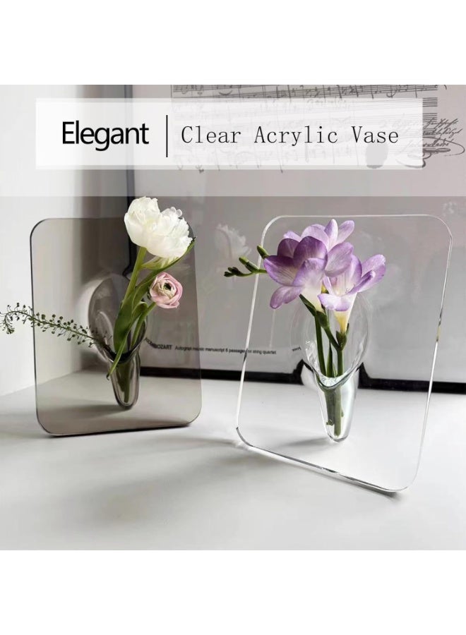 HZYH Clear Acrylic Frame Flower Vase, Modern Decorative Vases for Home, Desktop, Bookshelf, Bedroom, Living Room, Wedding & Housewarming Gifts - Image 5