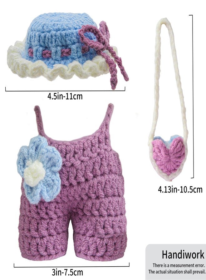 Digabi 17cm Doll Clothes(NO Doll), Cute Dolls Outfit Accessories with Accessories, Hand Crocheted Hat, Sweaters, Bag, Small Kawaii Clothes Set for Dolls (Purple) - Image 2