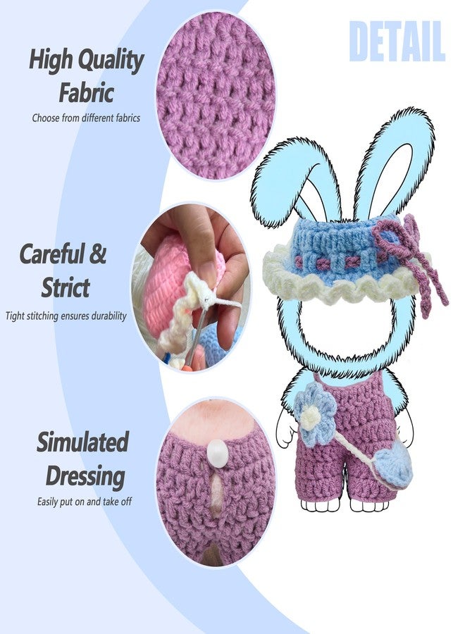 Digabi 17cm Doll Clothes(NO Doll), Cute Dolls Outfit Accessories with Accessories, Hand Crocheted Hat, Sweaters, Bag, Small Kawaii Clothes Set for Dolls (Purple) - Image 4