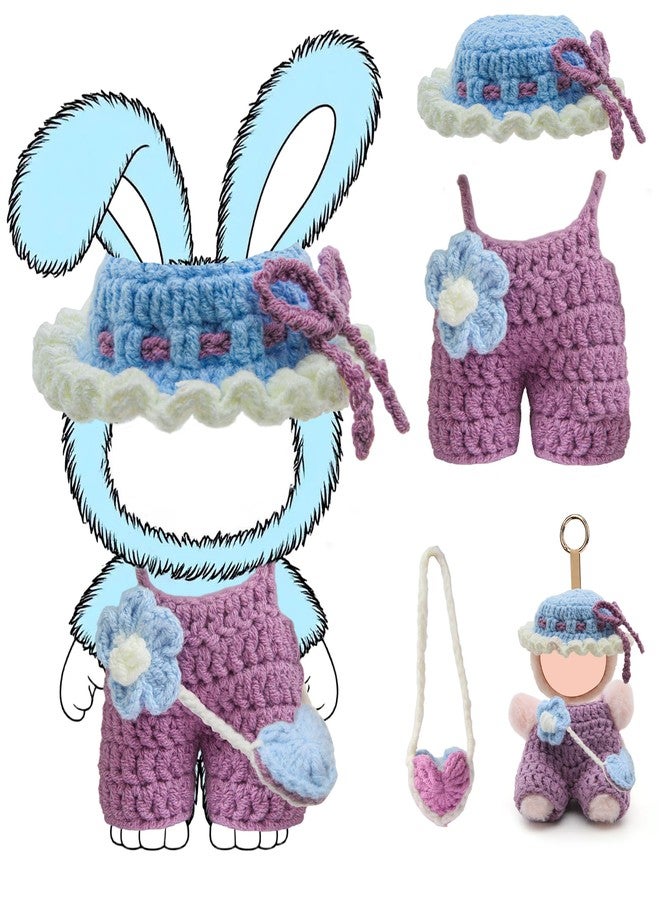 Digabi 17cm Doll Clothes(NO Doll), Cute Dolls Outfit Accessories with Accessories, Hand Crocheted Hat, Sweaters, Bag, Small Kawaii Clothes Set for Dolls (Purple) - Image 1