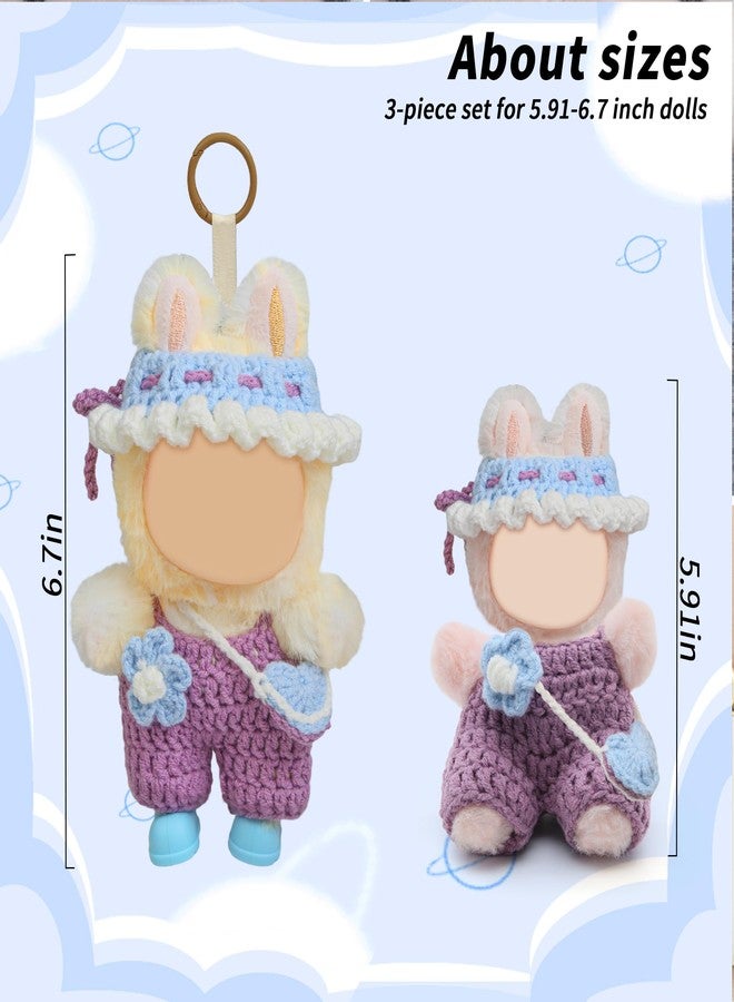 Digabi 17cm Doll Clothes(NO Doll), Cute Dolls Outfit Accessories with Accessories, Hand Crocheted Hat, Sweaters, Bag, Small Kawaii Clothes Set for Dolls (Purple) - Image 3
