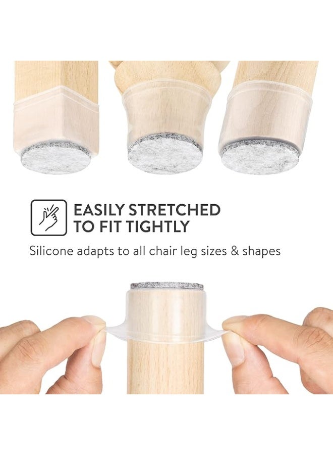 3/4" Small High Clear Chair Leg Covers, Felt Bottom Silicone Furniture Foot Protector Pads, 16 Pcs Free Moving Table Leg Covers, Stool Leg Protectors Caps to Prevent Floor Scratches and Reduce - Image 5