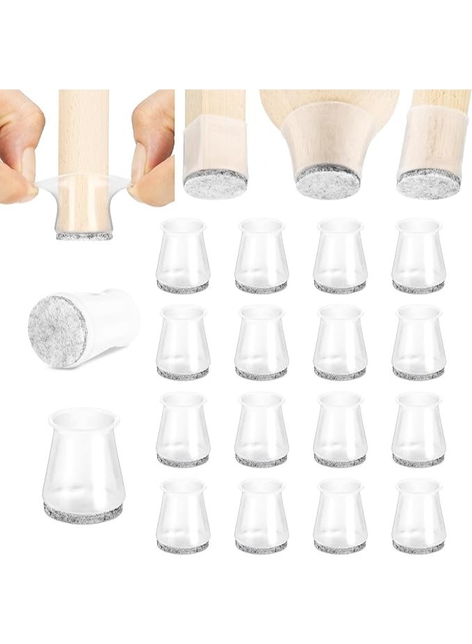3/4" Small High Clear Chair Leg Covers, Felt Bottom Silicone Furniture Foot Protector Pads, 16 Pcs Free Moving Table Leg Covers, Stool Leg Protectors Caps to Prevent Floor Scratches and Reduce - Image 1