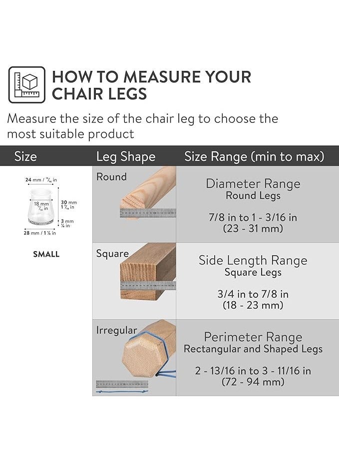 3/4" Small High Clear Chair Leg Covers, Felt Bottom Silicone Furniture Foot Protector Pads, 16 Pcs Free Moving Table Leg Covers, Stool Leg Protectors Caps to Prevent Floor Scratches and Reduce - Image 4