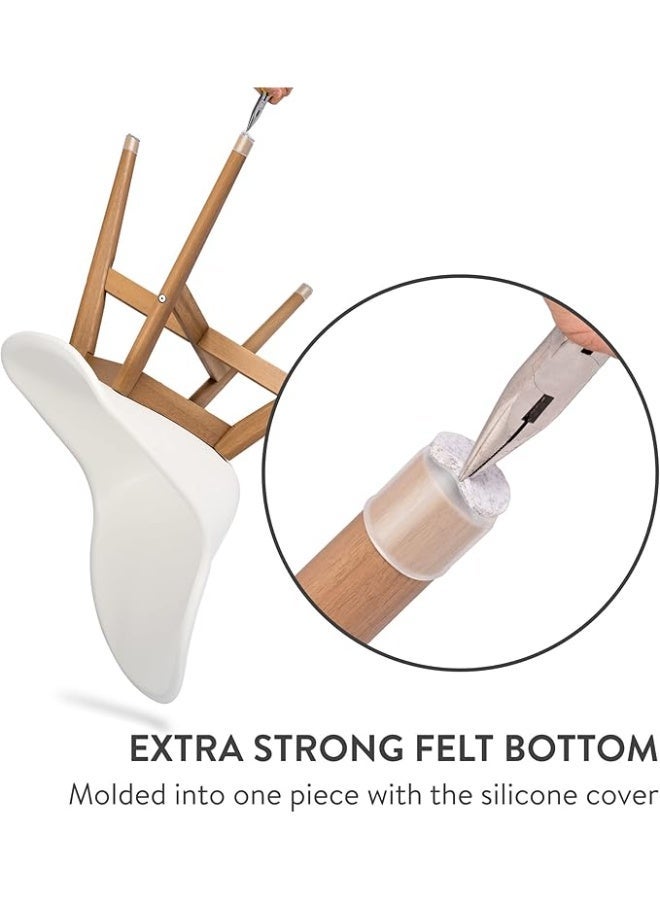3/4" Small High Clear Chair Leg Covers, Felt Bottom Silicone Furniture Foot Protector Pads, 16 Pcs Free Moving Table Leg Covers, Stool Leg Protectors Caps to Prevent Floor Scratches and Reduce - Image 3