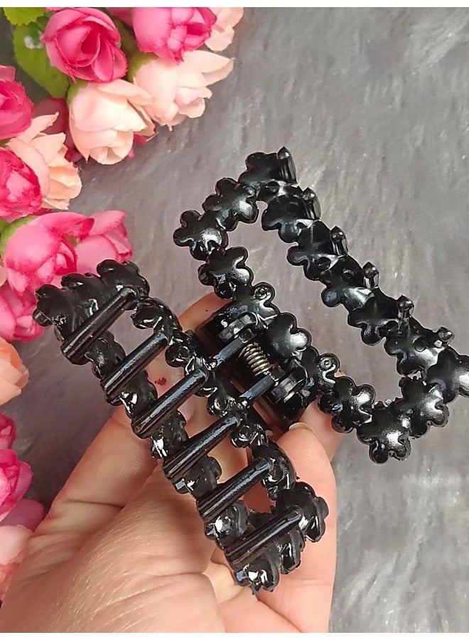DENICRAAS Floral Design Crystal Hair Claw Clips For Girls & Women, 6 Pack, Multi-Color Assortment Strong Grip, Lightweight,Hair Accessory (Rectangular shape) - Image 2