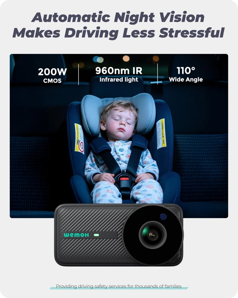 WEMOH NO.1 Magnetic Baby Car Camera, 5'' 1080P IPS Magnetic Mount Monitor, Auto Night Vision, 360Â° Rotation Car Camera for Baby with Zoom & Mirror Mode, USB-Powered Baby Monitor for Rear Facing - Image 5