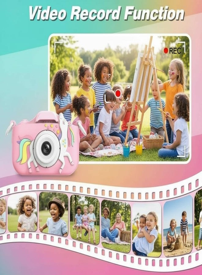 MAVOKIS Unicorn Kids Camera for Girls 3-9 Years, 1080P HD Video Camcorder with Selfie, Games & Photo Frames, 2” Screen, Rechargeable, 4GB SD Card - Best Birthday Gift (Pink) - Image 5