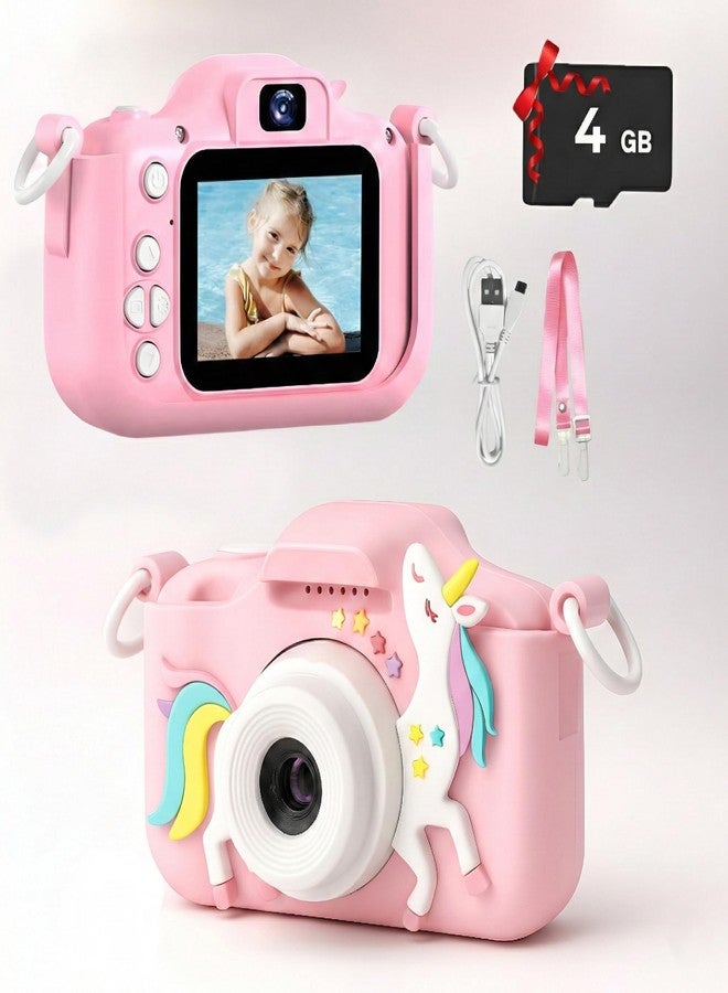 MAVOKIS Unicorn Kids Camera for Girls 3-9 Years, 1080P HD Video Camcorder with Selfie, Games & Photo Frames, 2” Screen, Rechargeable, 4GB SD Card - Best Birthday Gift (Pink) - Image 1