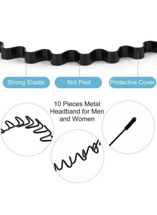 6 Pack Metal Hair Bands Feather Wavy Headband Unisex Black Wavy Headband Polished Backwards Non-Slip Sports Hair Band for Women And Men - Image 5