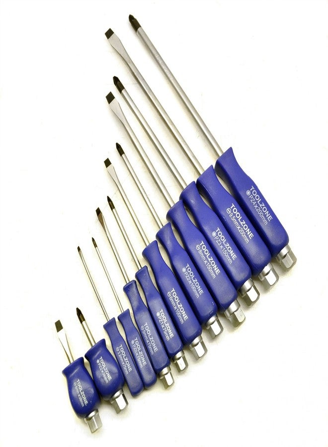 AB Tools Heavy Duty Engineers Screwdriver Set 12pc Pozi Flat Head TE010 - Image 1