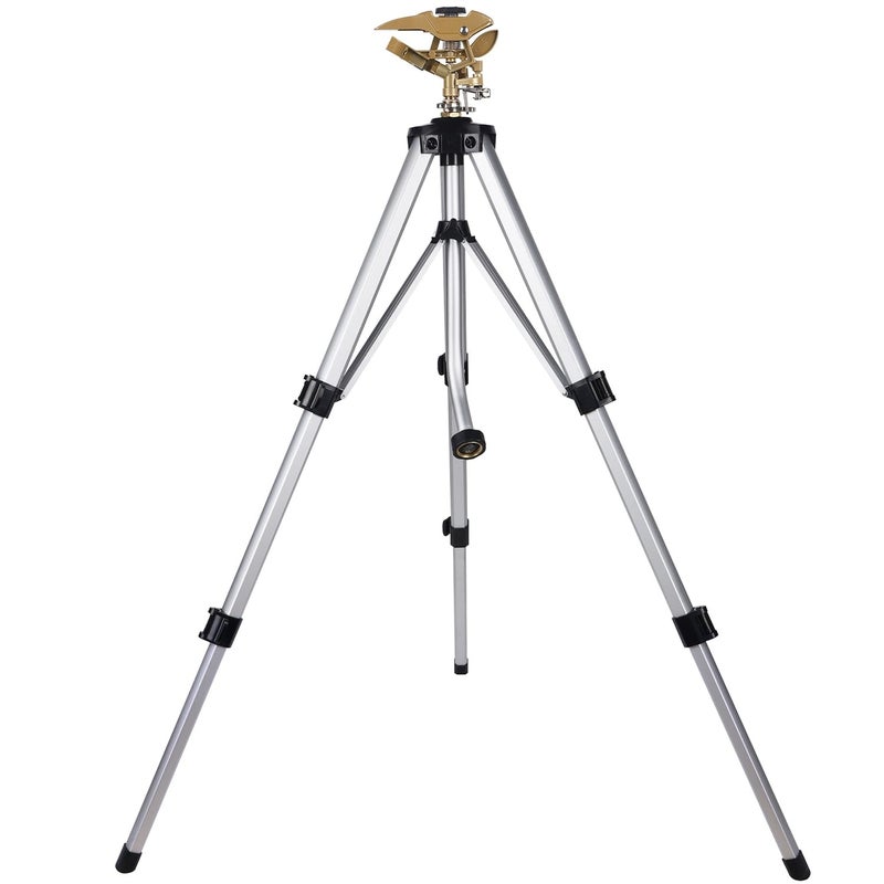 Biswing Large Impact Sprinkler Head on Tripod Base, Adjustable Zinc Alloy Lawn Sprinklers for Yard Lawn Garden, 3/4" NH Connector, 360 Degree Large Area Coverage Irrigator with Extension Legs, 1 Pack - Image 1