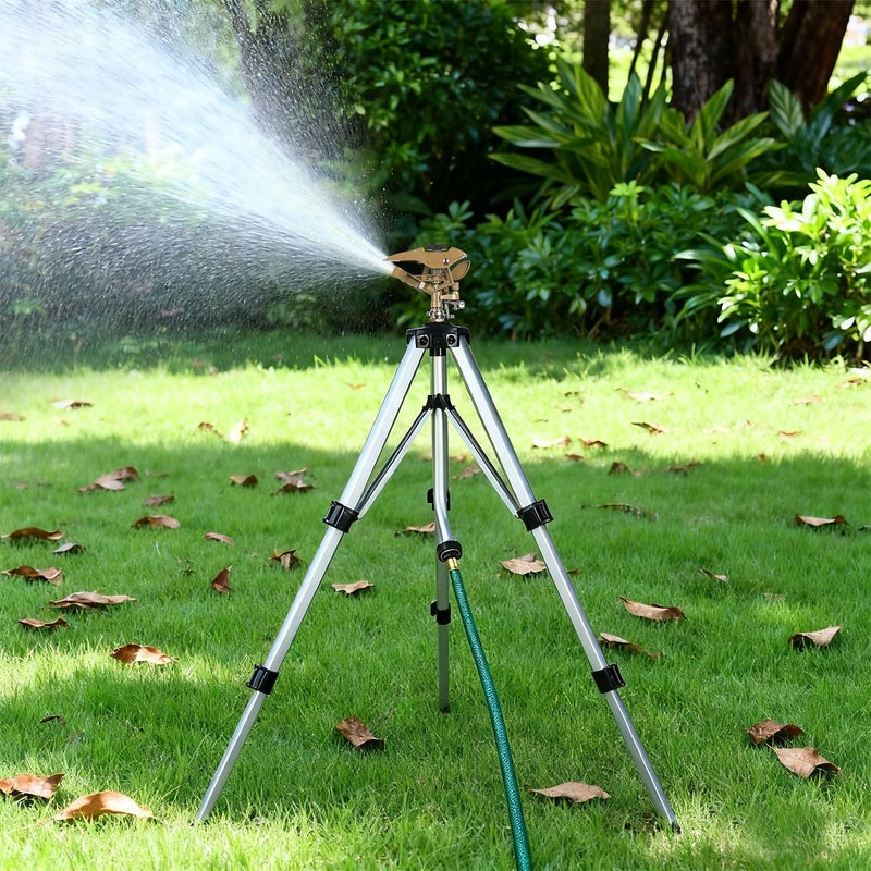 Biswing Large Impact Sprinkler Head on Tripod Base, Adjustable Zinc Alloy Lawn Sprinklers for Yard Lawn Garden, 3/4" NH Connector, 360 Degree Large Area Coverage Irrigator with Extension Legs, 1 Pack - Image 3