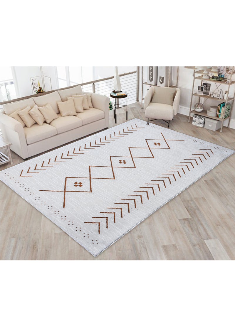 Odyssey-Ivory-Copper-190X290 cm anti skid Machine Made Thick Indian Rug - Image 1