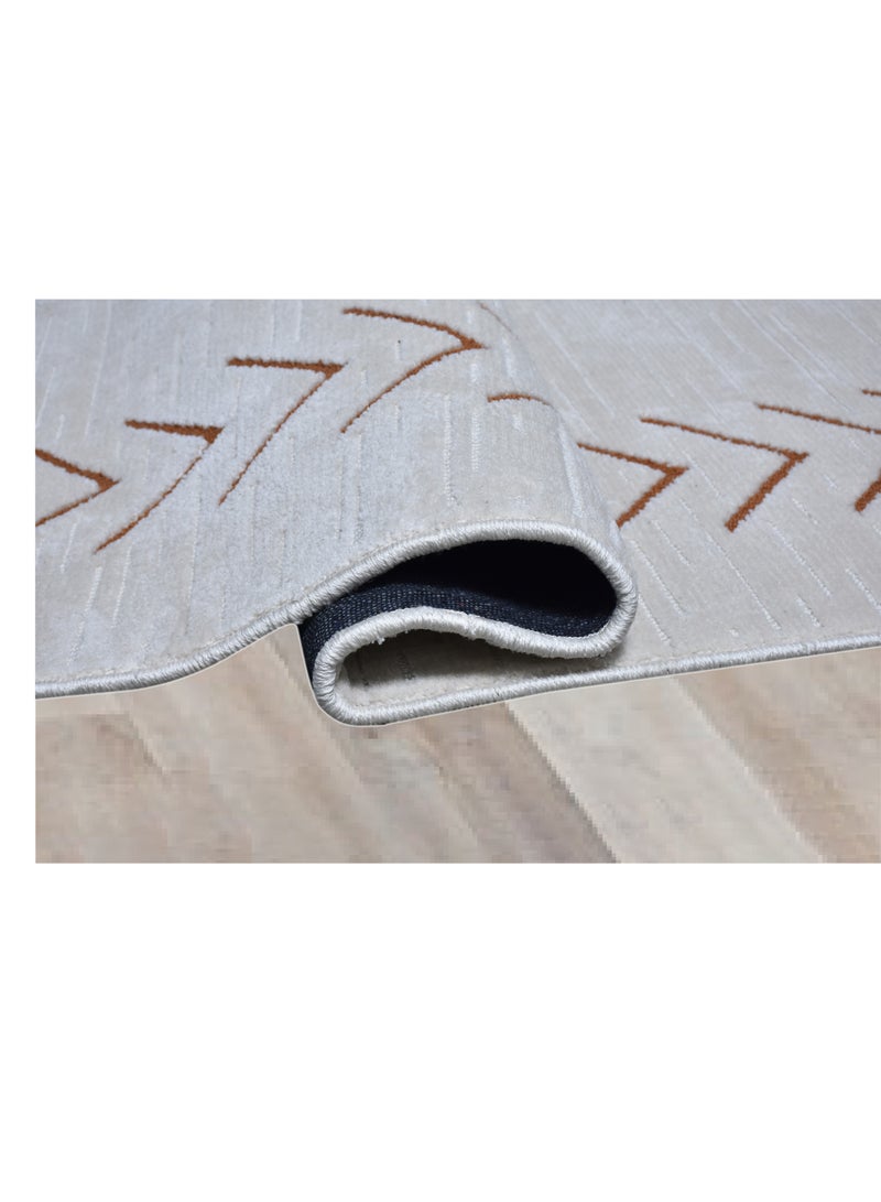 Odyssey-Ivory-Copper-190X290 cm anti skid Machine Made Thick Indian Rug - Image 2