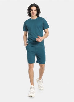Red Circle Pique Pattern Slip On T Shirt And Shorts Set  - Image 1