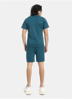 Red Circle Pique Pattern Slip On T Shirt And Shorts Set  - Image 3