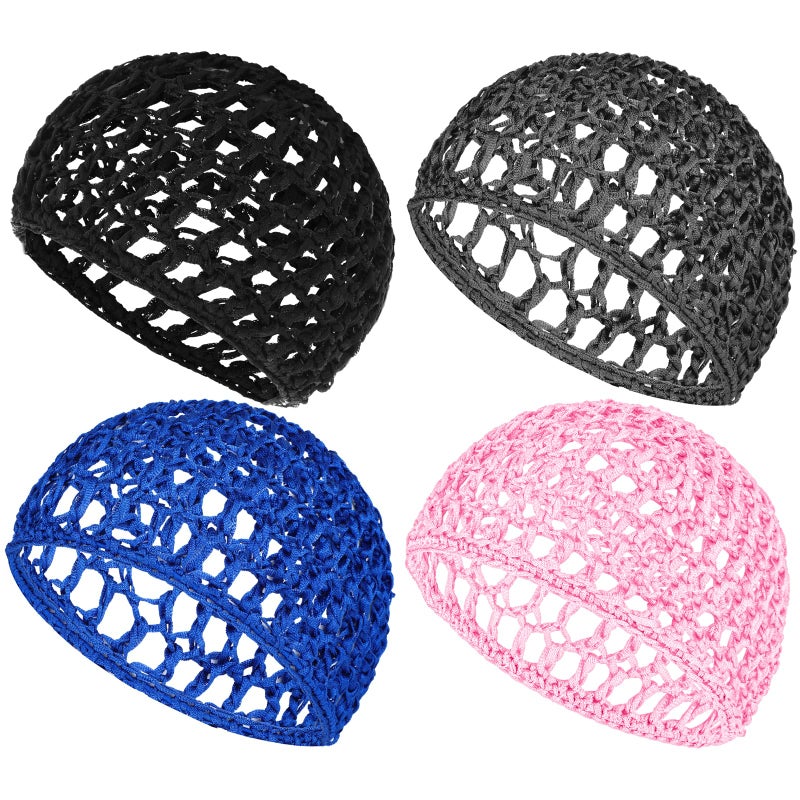 KFHENSOMR Mesh Crochet Hair Net Wrap Cap for Women Hair Mesh Hairs Wraps for Thick Short Rayon Knit Snood Hat Woman Hairnet Snoods Cover Ornament for Sleeping - Image 1