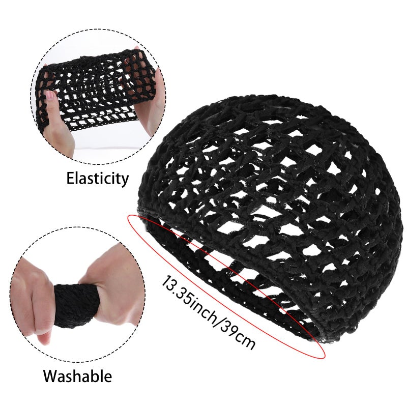 KFHENSOMR Mesh Crochet Hair Net Wrap Cap for Women Hair Mesh Hairs Wraps for Thick Short Rayon Knit Snood Hat Woman Hairnet Snoods Cover Ornament for Sleeping - Image 2