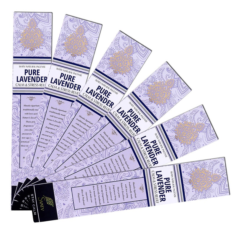 SVATV Ancient Lavender Incense Stick with Pack of 6 Incense for Meditation Yoga Spiritual Aromatherapy Energy Cleansing Calm Down The Mind 15g x 06 Incense 90g 105oz