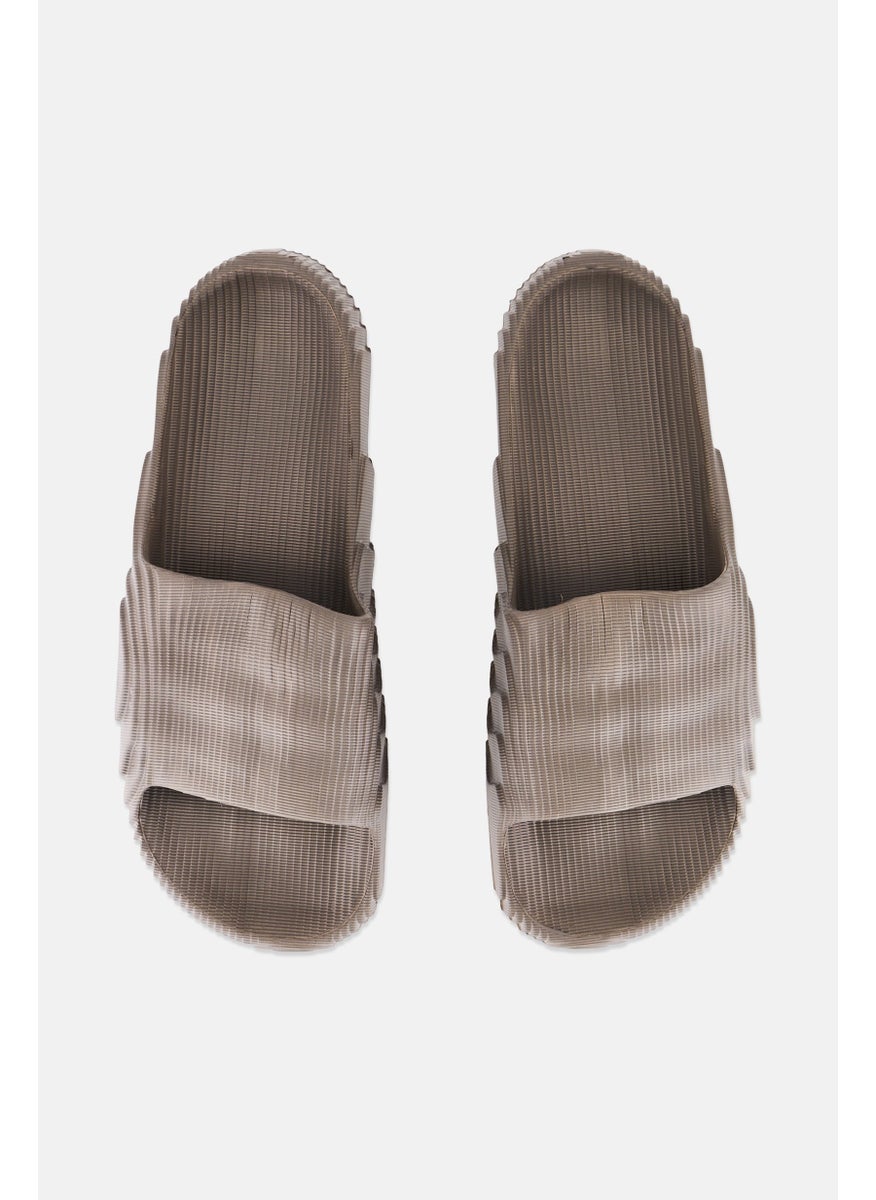 TapouT Men Brand Logo Slip On Slides, Grey  - Image 3